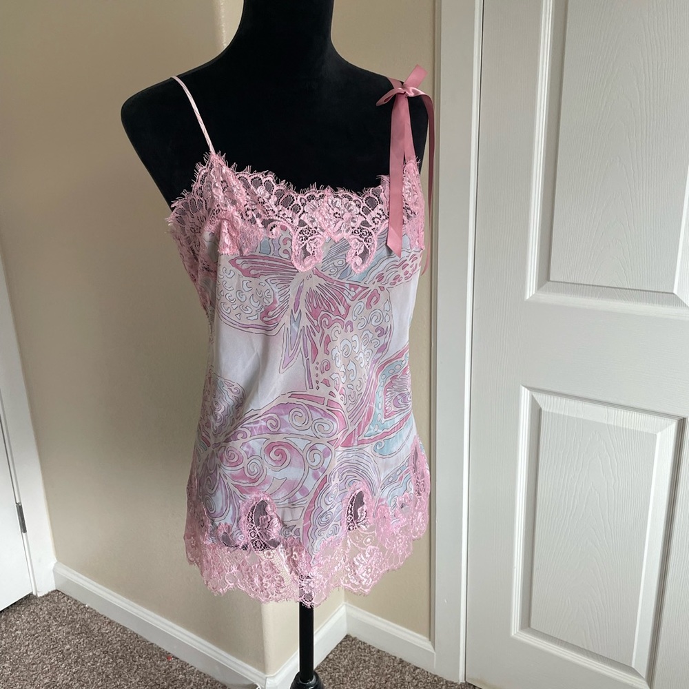 RARE vintage victoria secret pink sheer camisole size l